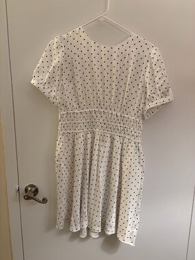 Aritzia Sunday Best White Polka Dot Mini Dress